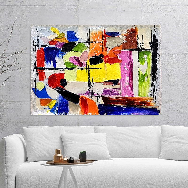 Vibrant Modern Abstract Art for Living room, Impasto Oil Painting on Canvas, Handmade Art for sale