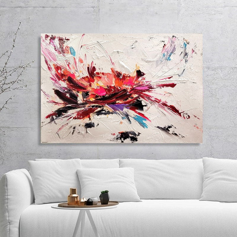 Floral Abstract Wall Art - Original Art, Colorful Impasto Oil Painting on Canvas