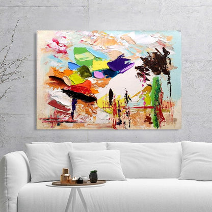 Modern Abstract Wall Art, Large Colorful Impasto Oil Painting on Canvas for Living Room