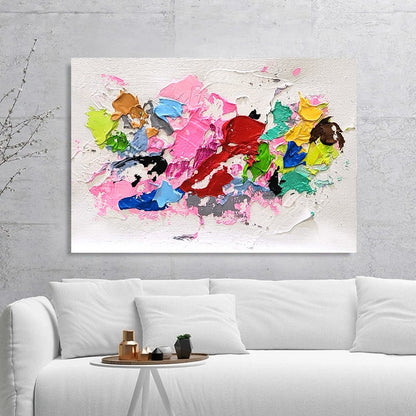 Pink Rainbow, Modern Abstract Impasto Oil Painting on Canvas