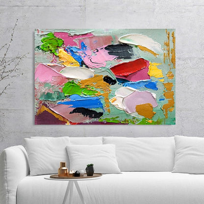 Colorful Modern Abstract Wall Art for Living room, Impasto Oil Painting on Canvas