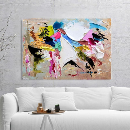 Large Modern Abstract Wall Art for Living room, Impasto Oil Painting on Canvas