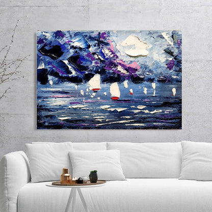 Seascape Painting, Abstract Wall Art, Modern Impasto Oil Painting on Canvas