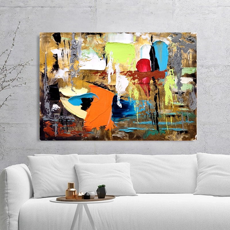 Colorful Abstract Painting, Impasto Oil Painting on Canvas, Large Modern Wall Art