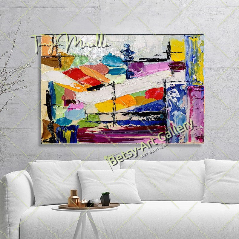 Large Abstract Colorful Impasto Oil Painting on Canvas # 219 – Large – Oil on Canvas – {{ product.title }} canvas artwork by Tanya Mirelle – modern wall decor – original artwork for home, living room, office, or gallery – original artwork by BETSY-ART GALLERY