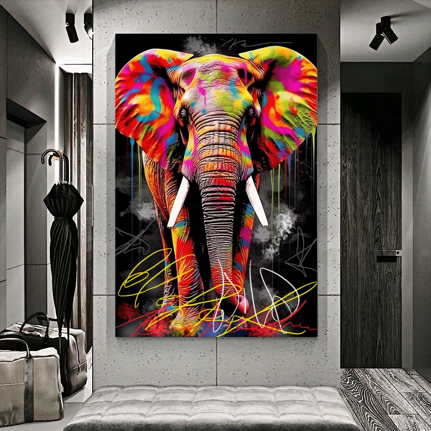 Colorful Giraffe Canvas Print - Vibrant Abstract Wall Art - Graffiti Animal Wall Decor E