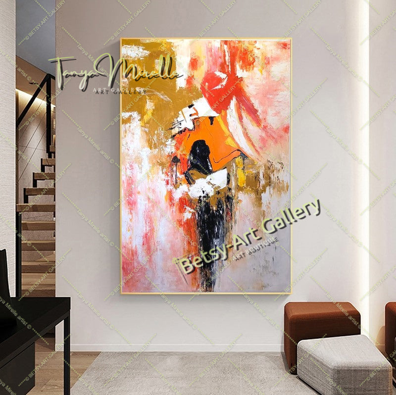 Large Creative Abstract Painting on Canvas for living room