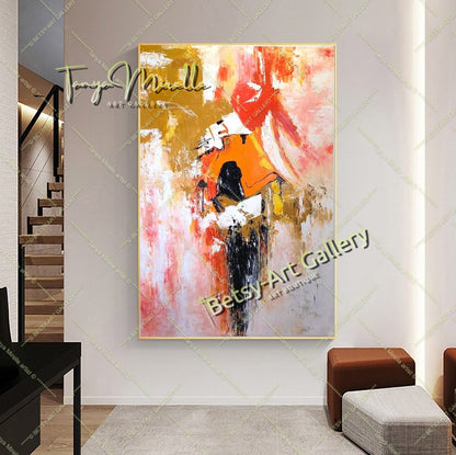 Large Creative Abstract Painting on Canvas for living room