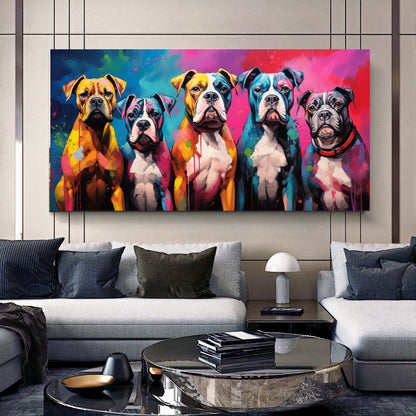 Colorful Dog Family - Vibrant Canvas Art, Modern Prin on Canvas D