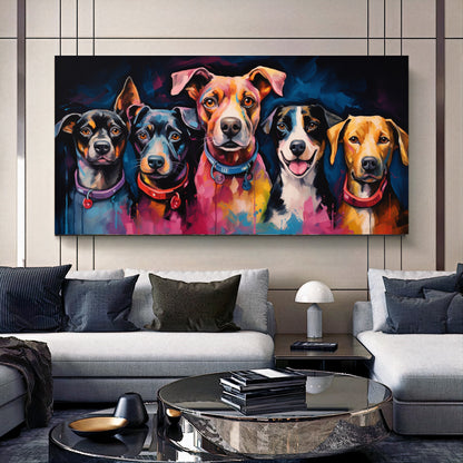 Colorful Dog Family - Vibrant Canvas Art, Modern Prin on Canvas D
