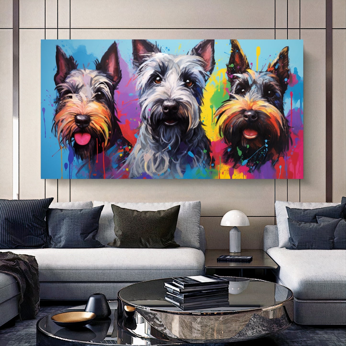 Colorful Dog Family - Vibrant Canvas Art, Modern Prin on Canvas A