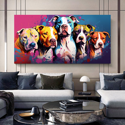 Colorful Dog Family - Vibrant Canvas Art, Modern Prin on Canvas D