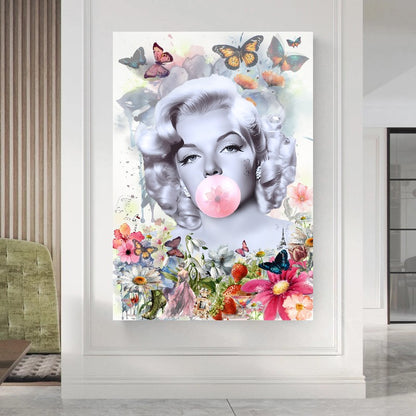 Floral Woman Art, Audrey Hepburn, Marilyn Monroe and Brigitte Bardot, Modern Pop Art Canvas Print A