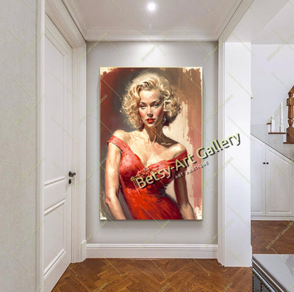 Impression sur toile Pop Art emblématique de Marilyn Monroe, grande toile imprimée tendue, impression d'art mural moderne