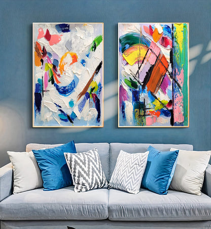 Large Blue Abstract Wall Art - Original Impasto Oil Painting on Canvas