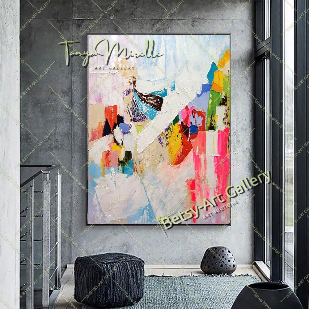 Large Abstract Colorful Impasto Oil Painting on Canvas # 223