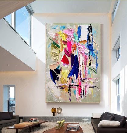 Large Modern Abstract Wall Art for Living room, Impasto Oil Painting on Canvas