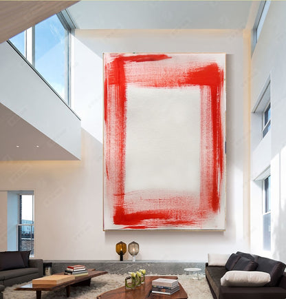 Large Red Abstract Wall Art - Original Impasto Oil Painting on Canvas