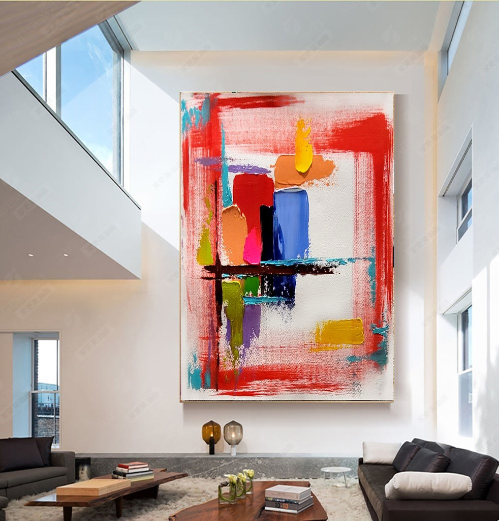 Large Red Abstract Wall Art - Original Impasto Oil Painting on Canvas – Large – Oil on Canvas – {{ product.title }} canvas artwork by Tanya Mirelle – modern wall decor – original artwork for home, living room, office, or gallery – original artwork by BETSY-ART GALLERY