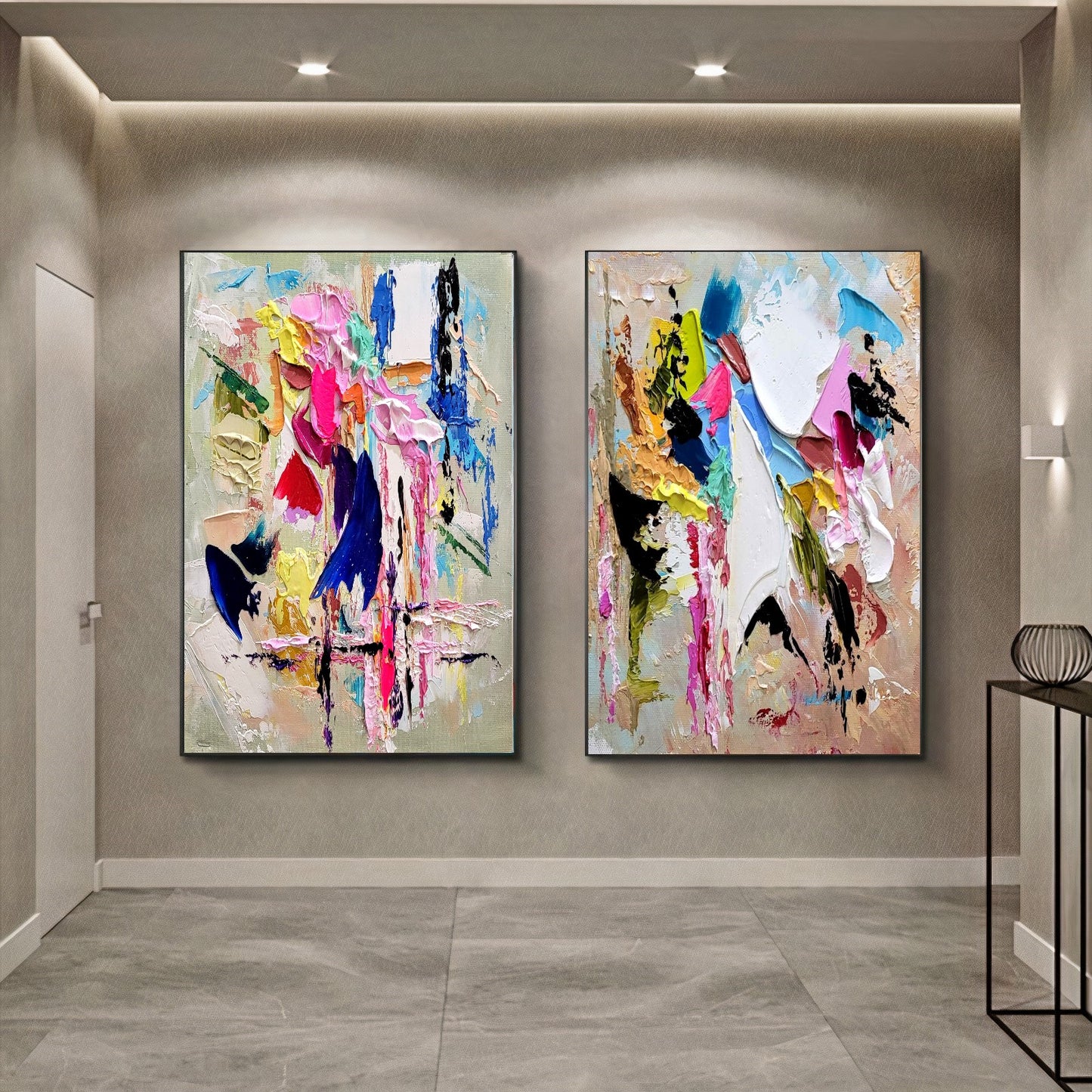Modern Abstract Wall Art, Large Colorful Impasto Oil Painting on Canvas for Living Room