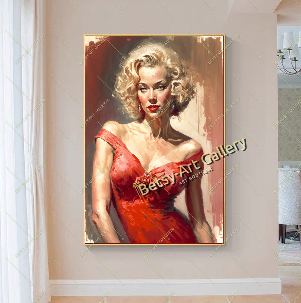 Impression sur toile Pop Art emblématique de Marilyn Monroe, grande toile imprimée tendue, impression d'art mural moderne
