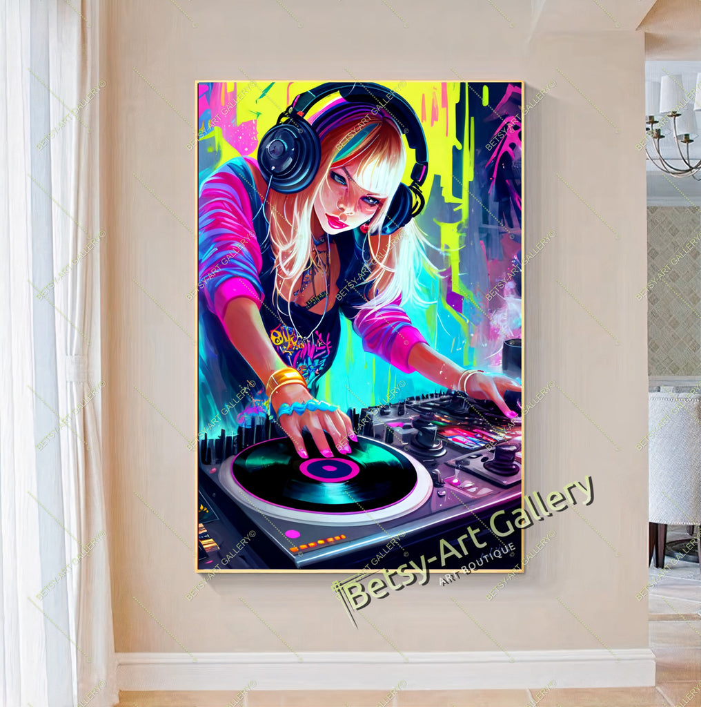 Skater Girl Anime Print: Urban Anime Wall Decor – Large – Oil on Canvas – {{ product.title }} canvas artwork by Tanya Mirelle – modern wall decor – original artwork for home, living room, office, or gallery – original artwork by BETSY-ART GALLERY