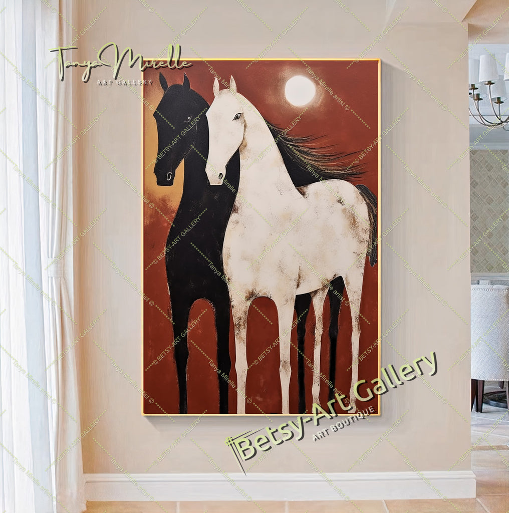 Arabian Man on a Racing Horse Canvas Print – Large – Oil on Canvas – {{ product.title }} canvas artwork by Tanya Mirelle – modern wall decor – original artwork for home, living room, office, or gallery – original artwork by BETSY-ART GALLERY