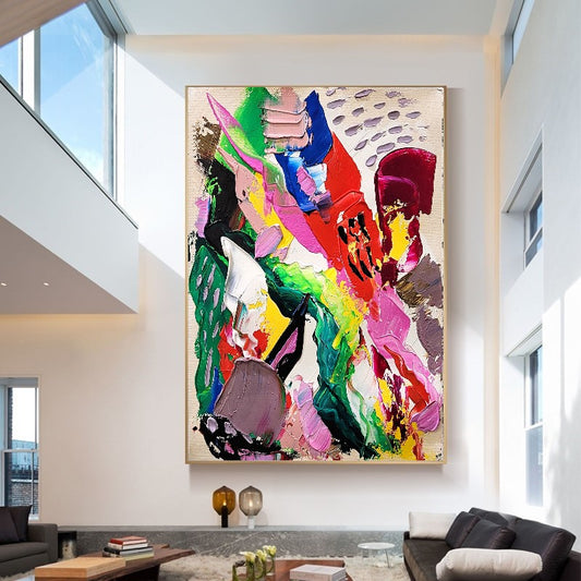 Modern Abstract Painting for Living room, Colorful Wall Art, Impasto Oil Painting on Canvas