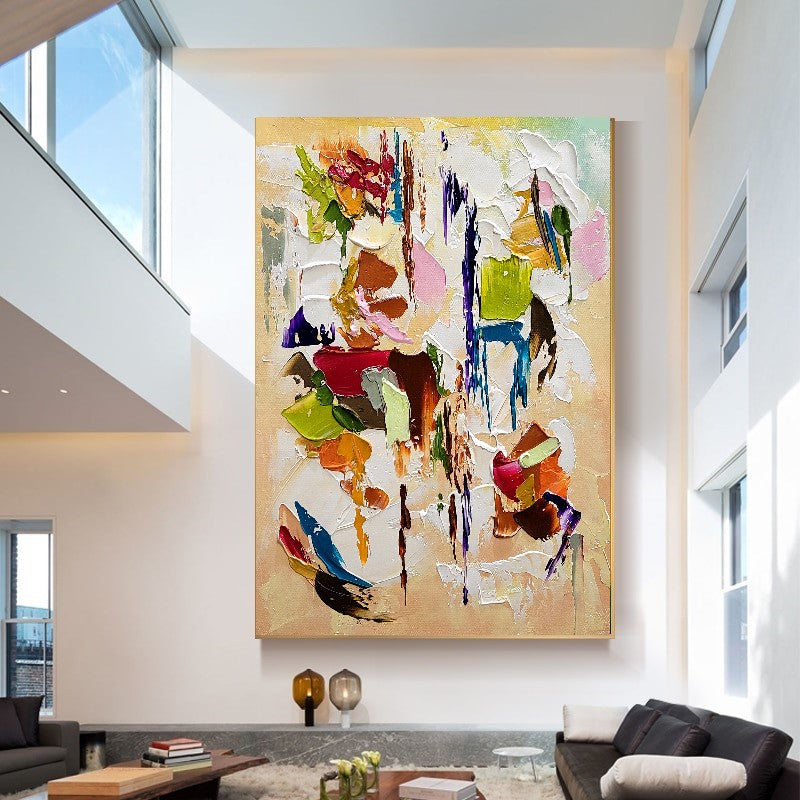 Modern Abstract Painting for Living room, Colorful Wall Art, Oil Impasto Painting on Canvas