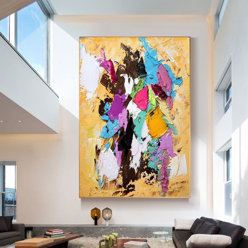 Abstract Wall Art, Modern Impasto Oil Painting on Canvas for Living room