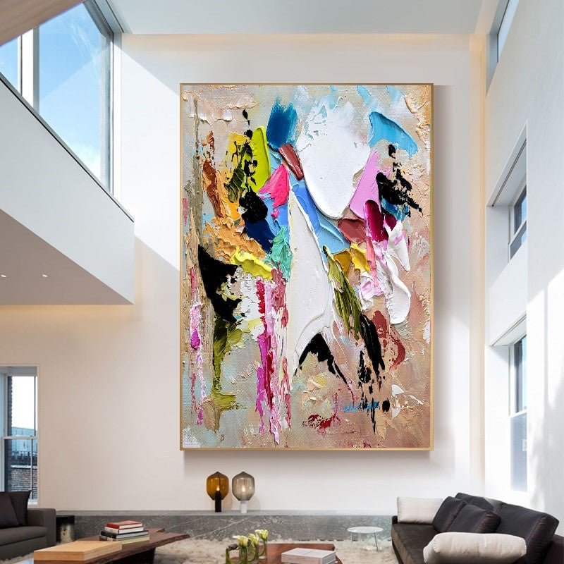 Large Modern Abstract Wall Art for Living room, Impasto Oil Painting on Canvas