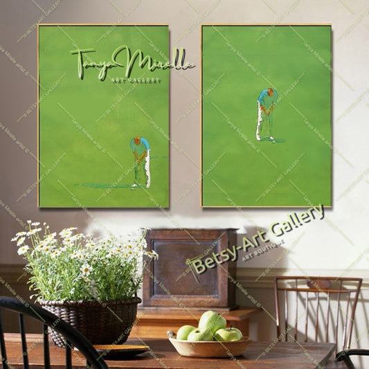 GRANDE peinture abstraite moderne de golf sur toile, art de golf, décoration de golf, décoration d'intérieur unique, club, bureau