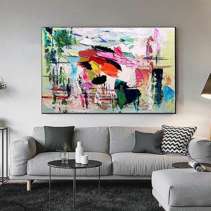 Modern Abstract Wall Art, Large Colorful Impasto Oil Painting on Canvas