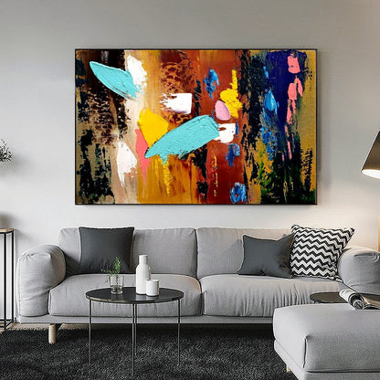 Large Modern Abstract Painting, Vibrant Color Impasto Wall Art, Oil Painting on Canvas