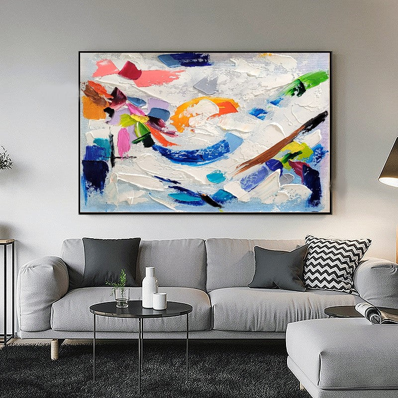 Large Blue Abstract Wall Art - Original Impasto Oil Painting on Canvas