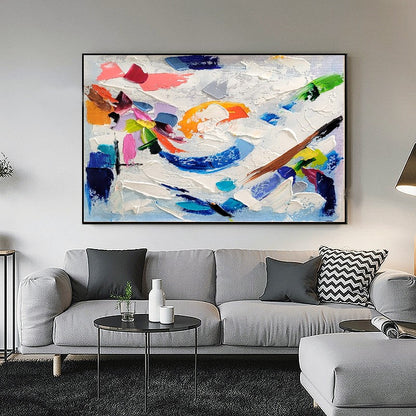 Large Blue Abstract Wall Art - Original Impasto Oil Painting on Canvas