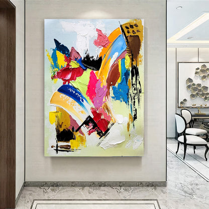 Colorful Modern Abstract Wall Art for Living room, Impasto Oil Painting on Canvas