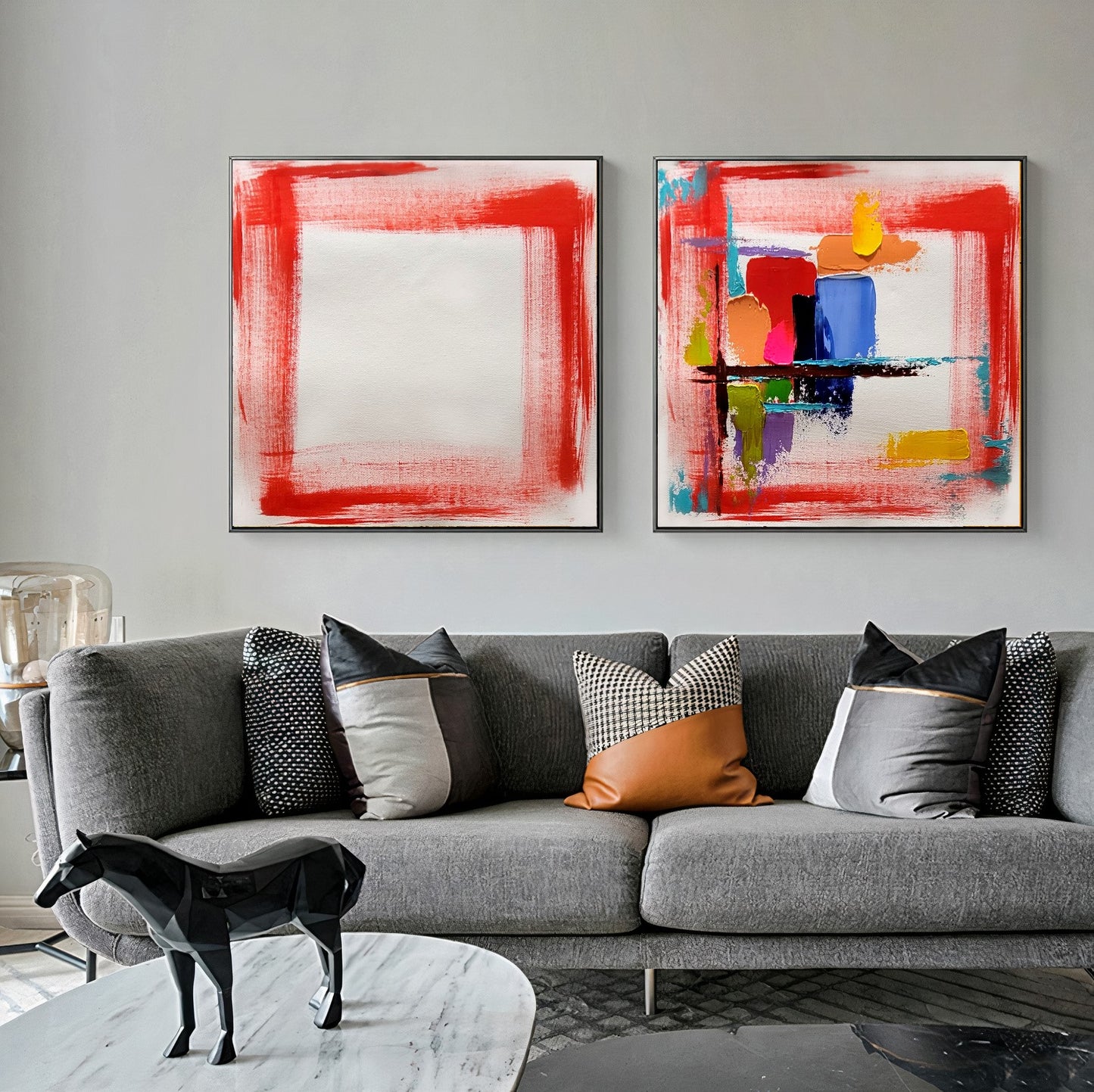 Large Red Abstract Wall Art - Original Impasto Oil Painting on Canvas