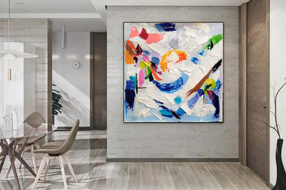 Large Blue Abstract Wall Art - Original Impasto Oil Painting on Canvas