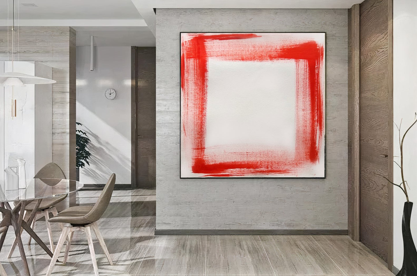 Large Red Abstract Wall Art - Original Impasto Oil Painting on Canvas
