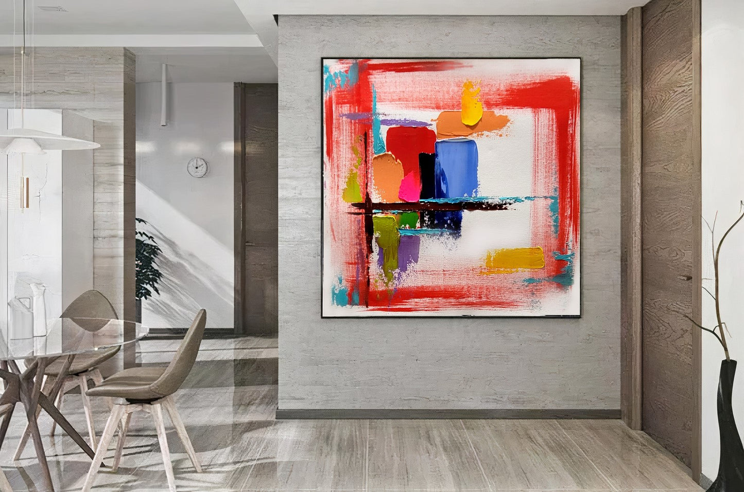 Large Red Abstract Wall Art - Original Impasto Oil Painting on Canvas