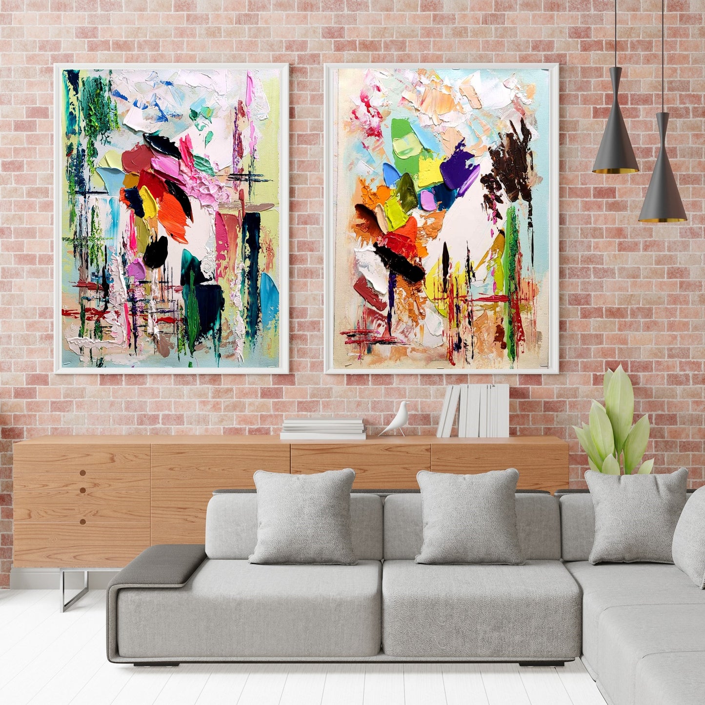 Modern Abstract Wall Art, Large Colorful Impasto Oil Painting on Canvas