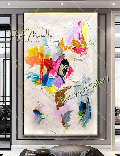 Large Abstract Colorful Impasto Oil Painting on Canvas # 221