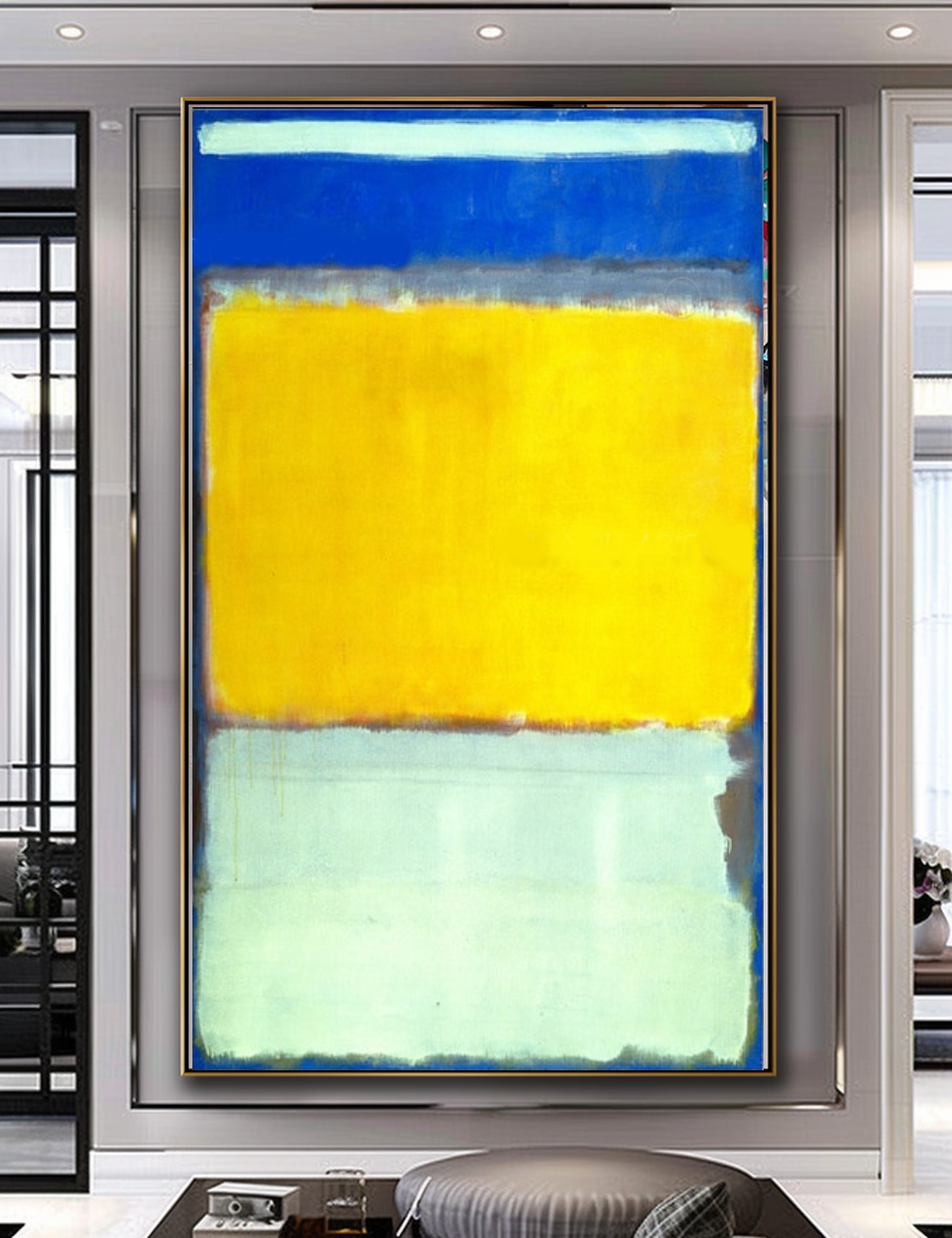 Mark Rothko Art - Large Blue Abstract Oil Painting on Canvas