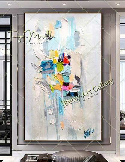 Large Abstract Colorful Impasto Oil Painting on Canvas # 222