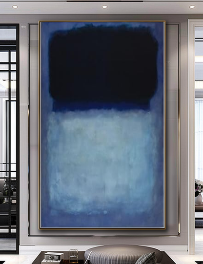 Mark Rothko Art - Large Blue Abstract Oil Painting on Canvas