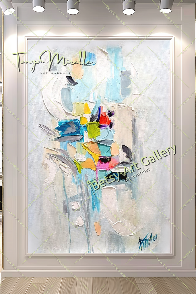 Large Abstract Colorful Impasto Oil Painting on Canvas # 222 – Large – Oil on Canvas – {{ product.title }} canvas artwork by Tanya Mirelle – modern wall decor – original artwork for home, living room, office, or gallery – original artwork by BETSY-ART GALLERY