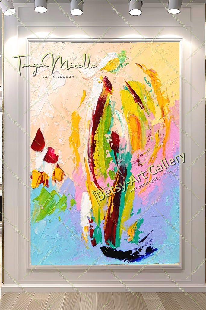 Vibrant Abstract Impasto Oil Painting on Canvas, Handmade Artwork – Large – Oil on Canvas – {{ product.title }} canvas artwork by Tanya Mirelle – modern wall decor – original artwork for home, living room, office, or gallery – original artwork by BETSY-ART GALLERY