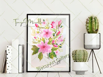 Spring Flowers Watercolor Painting, Botanical Wall Art {{ shop_name }}watercolor art print birthday gift blooming garden art botanical print colorful painting floral art floral painting garden painting gift for mom mediterranean art nature painting paper painting small painting wall art home decor watercolor floral watercolor flowers watercolor landscape watercolor painting wildflowers painting