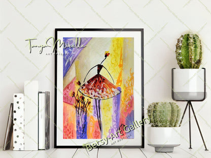 Elegant Ballerina Dance Art, Watercolor Ballet Painting, No Frame {{ shop_name }}watercolor abstract dance print art for girls Ballerina Dance ballerina print ballet decor ballet painting birthday gift colorful painting dance wall art dancer illustration dancer wall art elegant art gift for mom paper painting small painting watercolor art watercolor painting